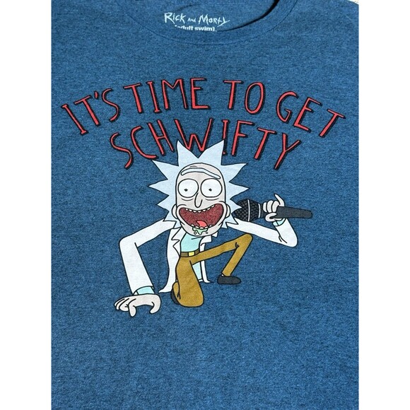 Rick And Morty T-Shirt Men’s 2XL Get Schwifty Blue Cotton Poly Blend Adultswim - Picture 2 of 6
